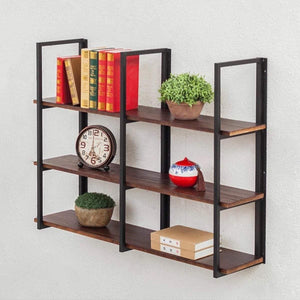 Discover the warm van industrial vintage 36 in wood iron floating storage shelves hanging shelf wall mounted bookcase living room bedroom diy wall rack