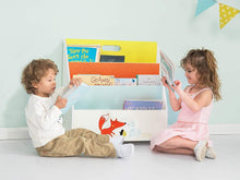 Load image into Gallery viewer, Budget labebe kid bookshelf wood small book storage for 1 5 year old 3 shelf bookcase for bedroom book display case white for girl boy 3 tier mobile bookrack with wheels low square book cabinet fox