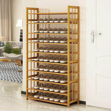 Load image into Gallery viewer, Buy now dulplay bamboo shoe rack 100 solid wood function assemble entryway shelf stand shelves stackable entryway bedroom 3 10 tier 6 40 shoes b 79x25x155cm31x10x61inch