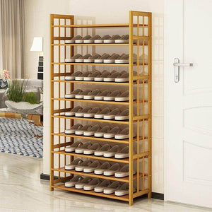 Buy now dulplay bamboo shoe rack 100 solid wood function assemble entryway shelf stand shelves stackable entryway bedroom 3 10 tier 6 40 shoes b 79x25x155cm31x10x61inch