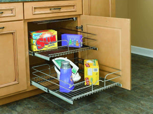 Buy rev a shelf 5wb2 2122 cr 21 in w x 22 in d base cabinet pull out chrome 2 tier wire basket