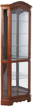 Load image into Gallery viewer, Cheap 5 shelf corner curio cabinet medium brown and clear
