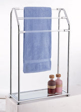 Load image into Gallery viewer, Get organize it all 3 bar bathroom towel drying rack holder with shelf chrome