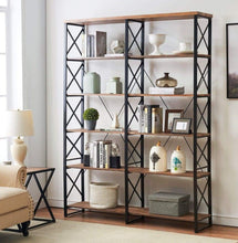 Load image into Gallery viewer, Order now o k furniture 80 7 double wide 6 shelf bookcase industrial large open metal bookcases furniture etagere bookshelf for home office vintage brown