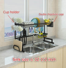 Load image into Gallery viewer, Best seller  dish drying rack over sink display stand drainer stainless steel kitchen supplies storage shelf utensils holder kitchen supplies storage rack 85cm black