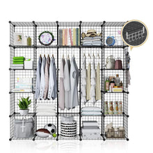 Load image into Gallery viewer, Save yozo modular wire cube storage wardrobe closet organizer metal rack book shelf multifuncation shelving unit 25 cubes depth 14 inches black