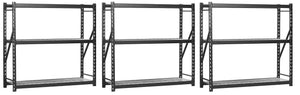 Get muscle rack erz772472wl3 black heavy duty steel welded storage rack 3 shelves 1 000 lb capacity per shelf 72 height x 77 width x 24 depth pack of 3