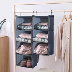 Results ishealthy hanging closet organizer and storage 4 shelf easy mount foldable hanging closet wardrobe storage shelves clothes handbag shoes accessories storage washable oxford cloth fabric gray