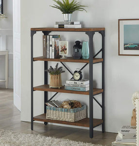 New homissue 4 shelf vintage style bookshelf industrial open metal bookcases furniture etagere bookcase for living room office brown 48 2 inch height