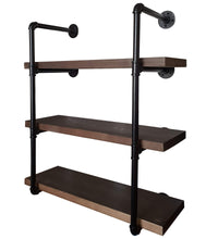 Load image into Gallery viewer, Heavy duty 2choice industrial pipe shelving rustic shelves solid canadian wood vintage sleek pipe shelves for floating bookshelf kitchen living room versatile home decor wall mounted storage 3 tier