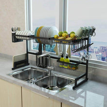 Load image into Gallery viewer, Best dish drying rack over sink display stand drainer stainless steel kitchen supplies storage shelf utensils holder kitchen supplies storage rack 85cm black