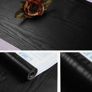Purchase xwzn black wood grain contact paper peel and stick self adhesive decorative shelf liner paper for home and office waterproof stain resistant 15 7x196 8 with craft knife set