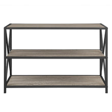 Load image into Gallery viewer, Related we furniture 40 x frame metal wood small media bookshelf short driftwood 3 tier display bookcase organizer 3 shelf entryway table