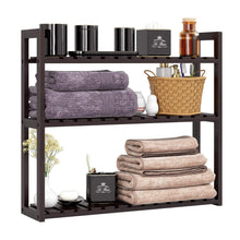 Load image into Gallery viewer, Top homfa bamboo shelf 3 tier utility storage organizer adjustable layer rack bathroom towel shelves multifunctional kitchen living room holder wall mounted retro color