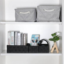 Load image into Gallery viewer, Buy kedsum woven storage box cube basket bin container tote cube organizer divider for drawer closet shelf dresser set of 4 black