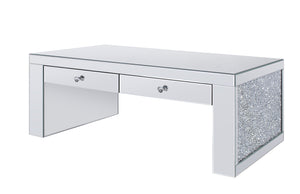 Acme Noralie Coffee Table With Mirrored And Faux Diamonds Finish 81475
