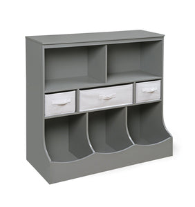 Get freestanding combo shelf cubby bin storage organizer unit with 3 baskets