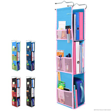 Load image into Gallery viewer, Top rated 3 shelf hanging locker organizer for school gym work storage upgraded abra company eco friendly fabric healthy for children adjustable school locker shelf from 3 to 2 shelves blue pink