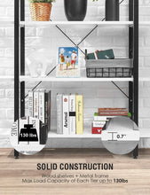 Load image into Gallery viewer, Discover the oraf bookshelf 5 tier 47lx13wx70h inches bookcase solid 130lbs load capacity industrial bookshelf sturdy bookshelves with steel frame assemble easily storage organizer home office shelf modern white