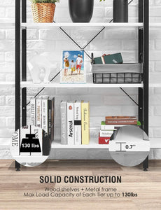 Discover the oraf bookshelf 5 tier 47lx13wx70h inches bookcase solid 130lbs load capacity industrial bookshelf sturdy bookshelves with steel frame assemble easily storage organizer home office shelf modern white