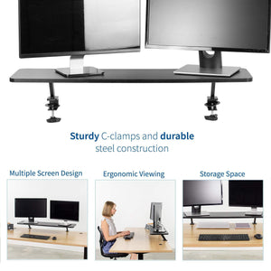 Purchase vivo black clamp on large 40 inch ergonomic desk shelf dual computer monitor and laptop riser stand desk organizer for 2 screens stand shelf40b