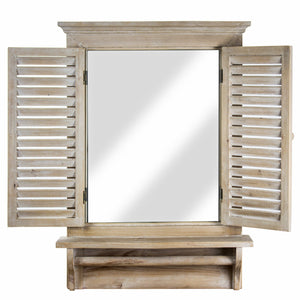 Budget friendly american art decor rustic country window shutter wall vanity accent mirror with shelf and towel rod 28 25h x 21l x 4 75d