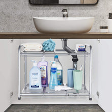 Load image into Gallery viewer, Buy bextsware under sink shelf organizer 2 tier storage rack with flexible expandable 15 to 27 inches for kitchen bathroom cabinet