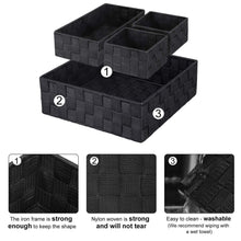 Load image into Gallery viewer, Discover the kedsum woven storage box cube basket bin container tote cube organizer divider for drawer closet shelf dresser set of 4 black