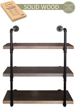 Load image into Gallery viewer, On amazon 2choice industrial pipe shelving rustic shelves solid canadian wood vintage sleek pipe shelves for floating bookshelf kitchen living room versatile home decor wall mounted storage 3 tier