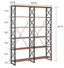 Load image into Gallery viewer, Related o k furniture 80 7 double wide 6 shelf bookcase industrial large open metal bookcases furniture etagere bookshelf for home office vintage brown