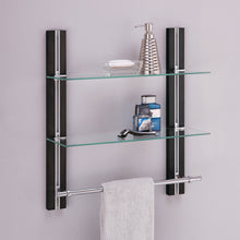 Load image into Gallery viewer, Online shopping organize it all mounted 2 tier adjustable tempered glass shelf with chrome towel bar