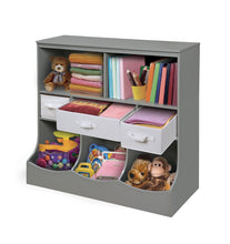 Load image into Gallery viewer, Heavy duty freestanding combo shelf cubby bin storage organizer unit with 3 baskets