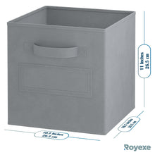 Load image into Gallery viewer, Get royexe storage cubes set of 8 storage baskets features dual handles 10 label window cards cube storage bins foldable fabric closet shelf organizer drawer organizers and storage grey
