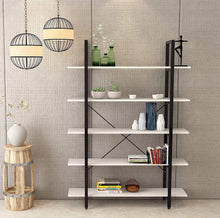 Load image into Gallery viewer, Buy oraf bookshelf 5 tier 47lx13wx70h inches bookcase solid 130lbs load capacity industrial bookshelf sturdy bookshelves with steel frame assemble easily storage organizer home office shelf modern white