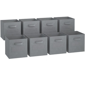Heavy duty royexe storage cubes set of 8 storage baskets features dual handles 10 label window cards cube storage bins foldable fabric closet shelf organizer drawer organizers and storage grey