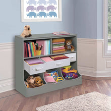 Load image into Gallery viewer, Latest freestanding combo shelf cubby bin storage organizer unit with 3 baskets