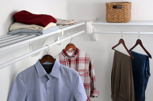 Discover ez shelf diy closet organizer kit expandable to 12 2 ft of hanging shelf space white