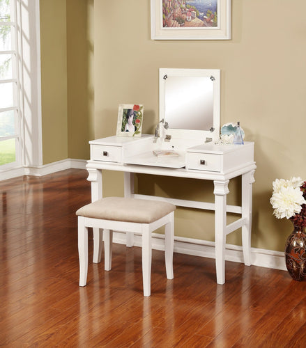 Angela Two Piece Vanity Set in Rich White Finish