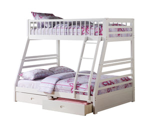 Acme 37040 Jason White Girls Twin Full Bunk Bed with Drawers