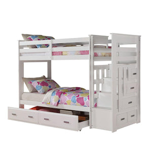 Acme 37370 Allentown White Storage Ladder Twin Twin Trundle Bunk Bed