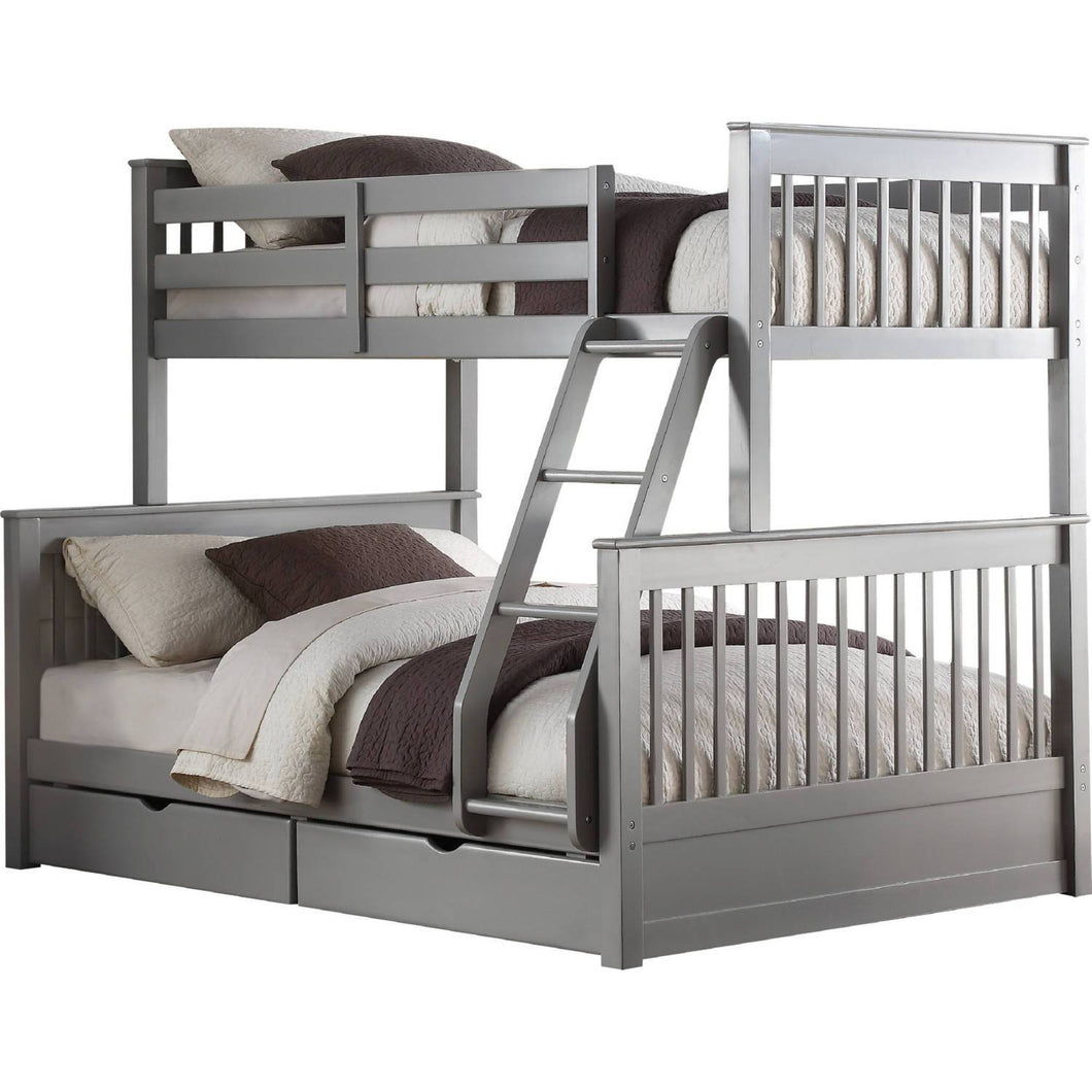 Acme 37755 Hale French Gray Twin Full Bunk Bed with Drawers