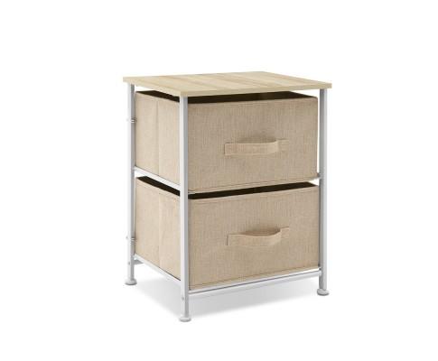 2 Fabric Storage Drawers Chest Organizer Cabinet Bedside Table Nightstand