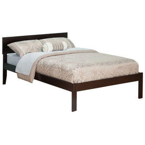 Full size Platform Bed with Headboard in Espresso Wood Finish