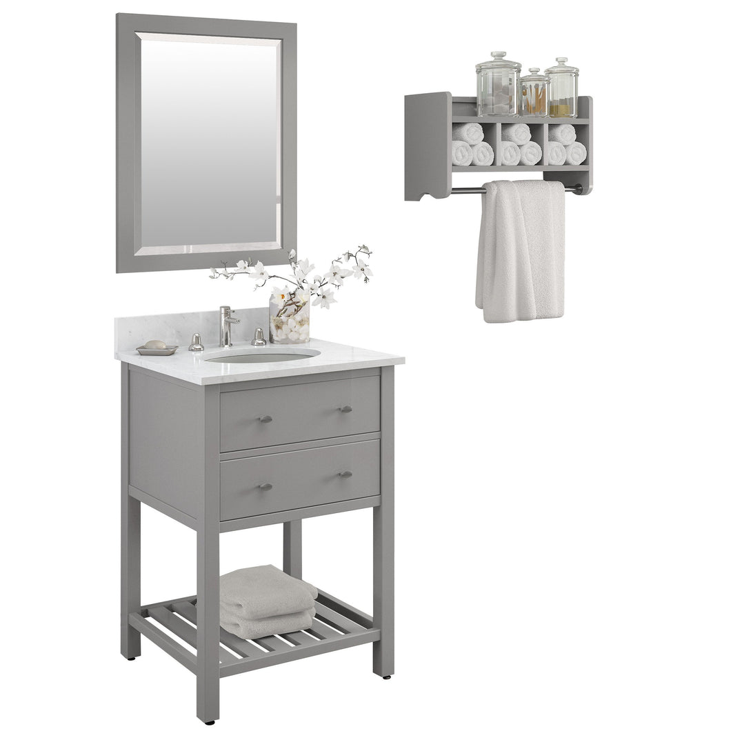 Lovington Gray Bath Vanity Set with Shelf/Mirror