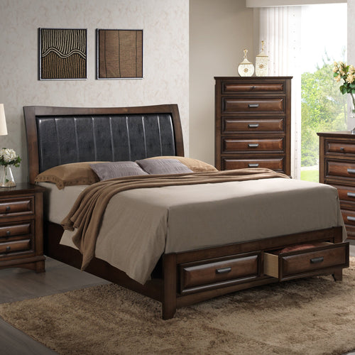 Broval 179 Light Espresso Finish Wood King Size Storage Platform Bed