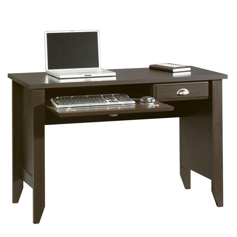 Computer Desk with Keyboard Tray in Dark Brown Mocha Espresso Wood Finish
