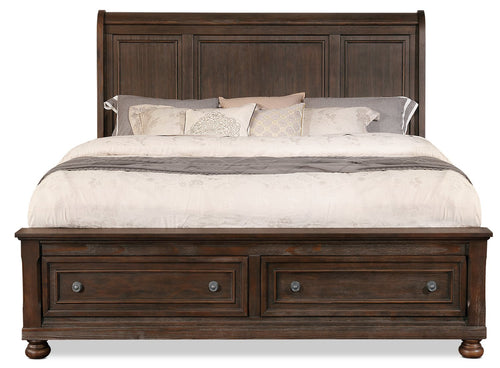 Chelsea King Bed with Storage Footboard – Rustic|Très grand lit Chelsea avec pied de lit de rangement - rustique