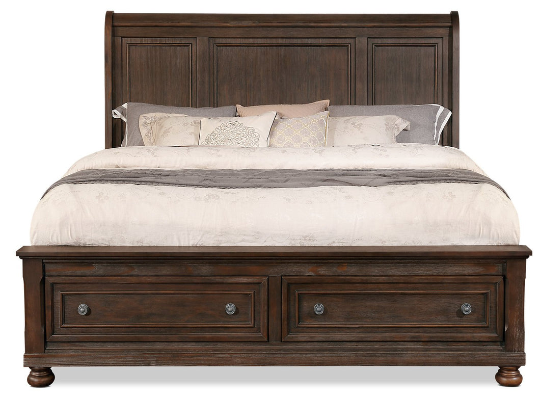 Chelsea Queen Bed with Storage Footboard – Rustic|Grand lit Chelsea avec pied de lit de rangement - rustique