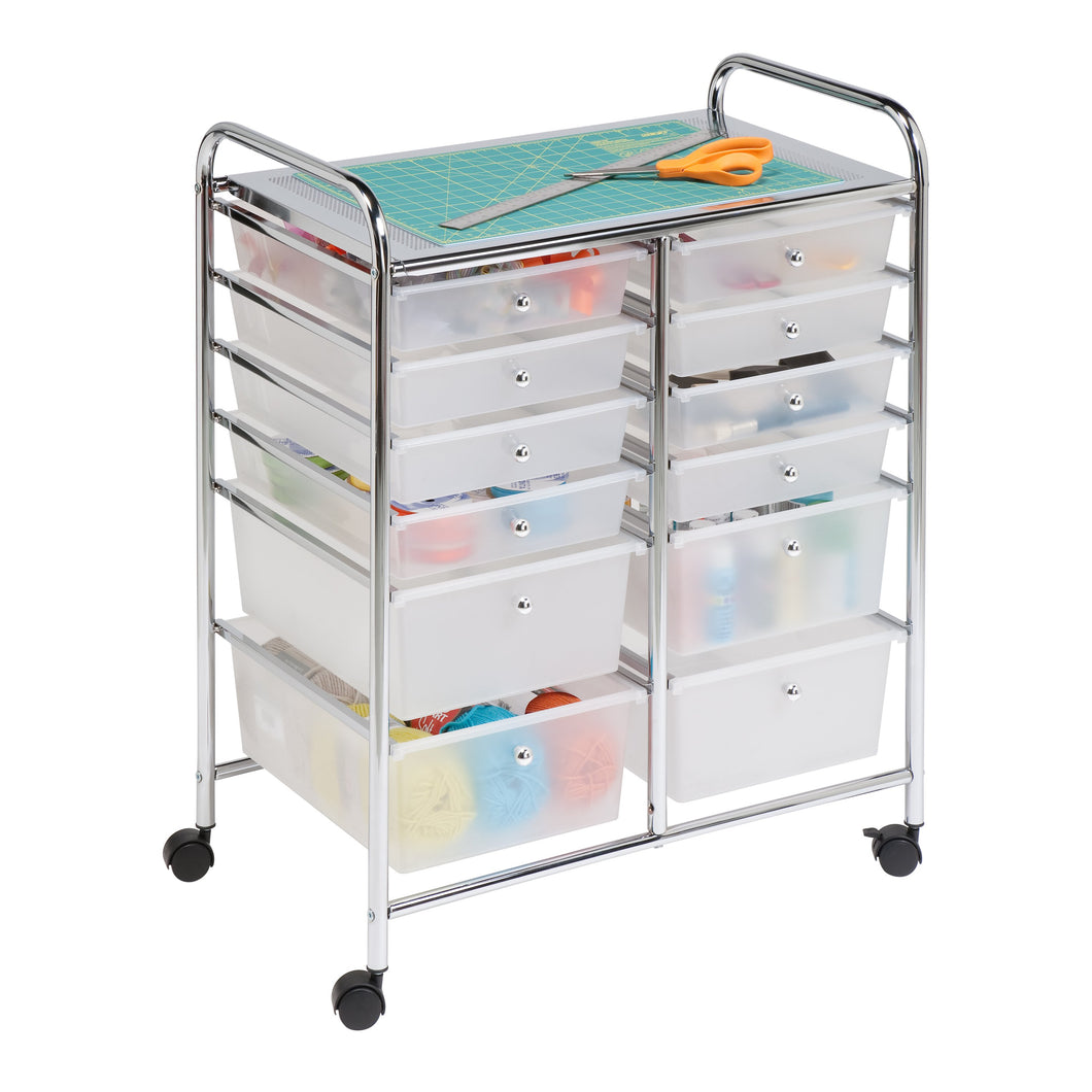 12-Drawer Rolling Storage Craft Cart and Organizer