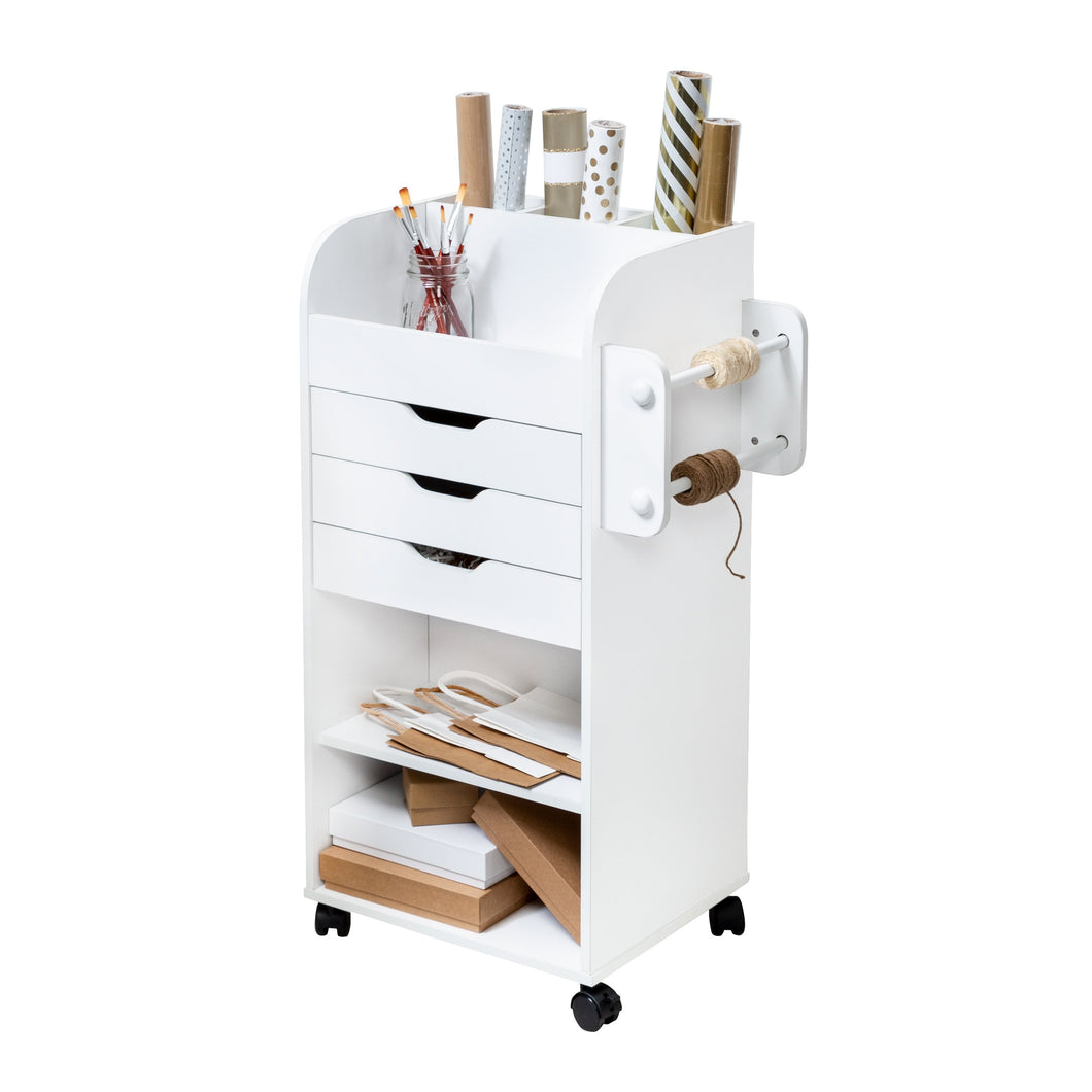 Rolling Craft Storage Cart, White